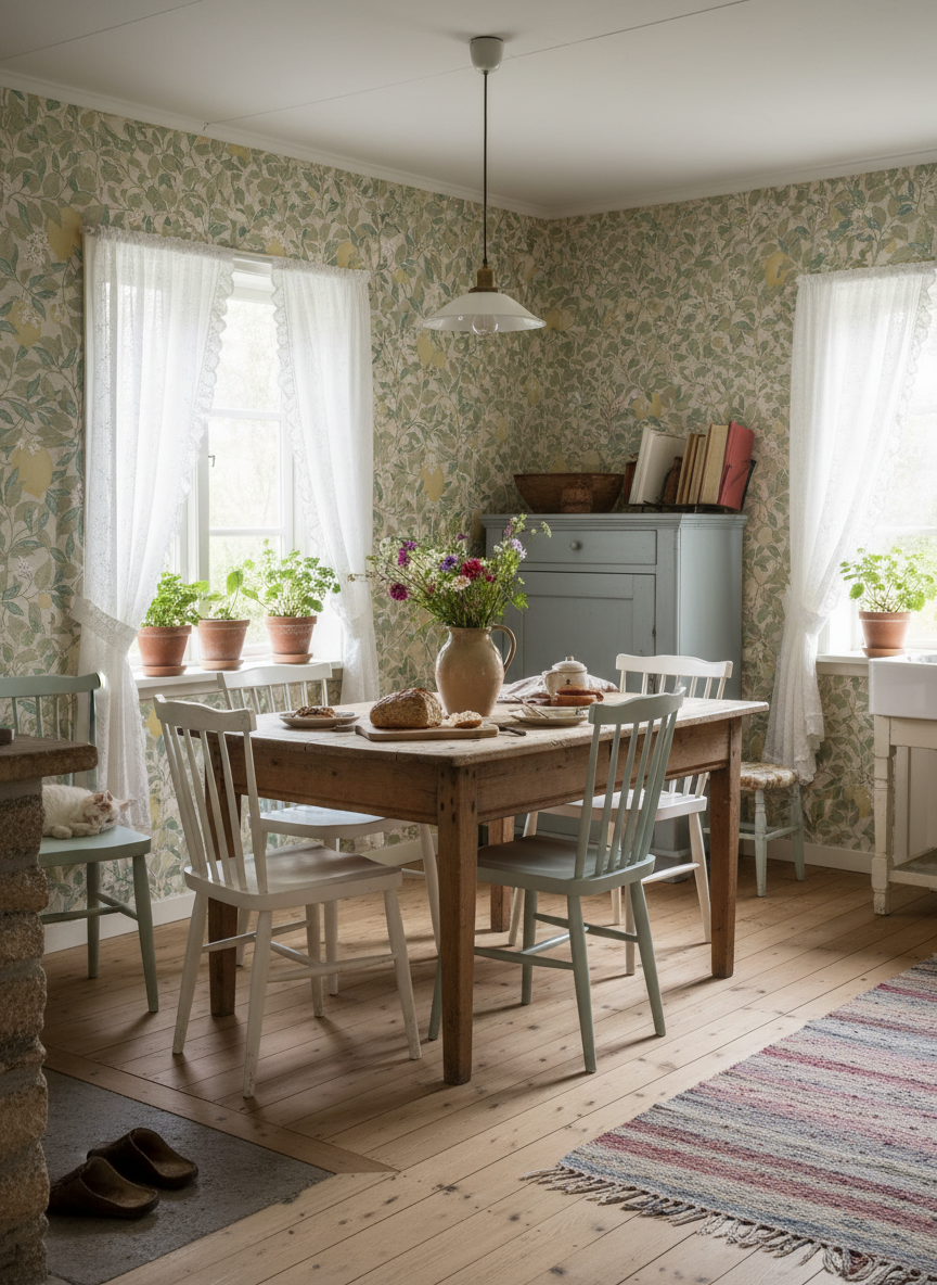 Lemongarden - Sand - Citronmönstrad tapet i ljusa sandfärger