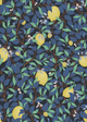 Lemongarden - Blue-blue - Lemon patterned wallpaper in blue tones