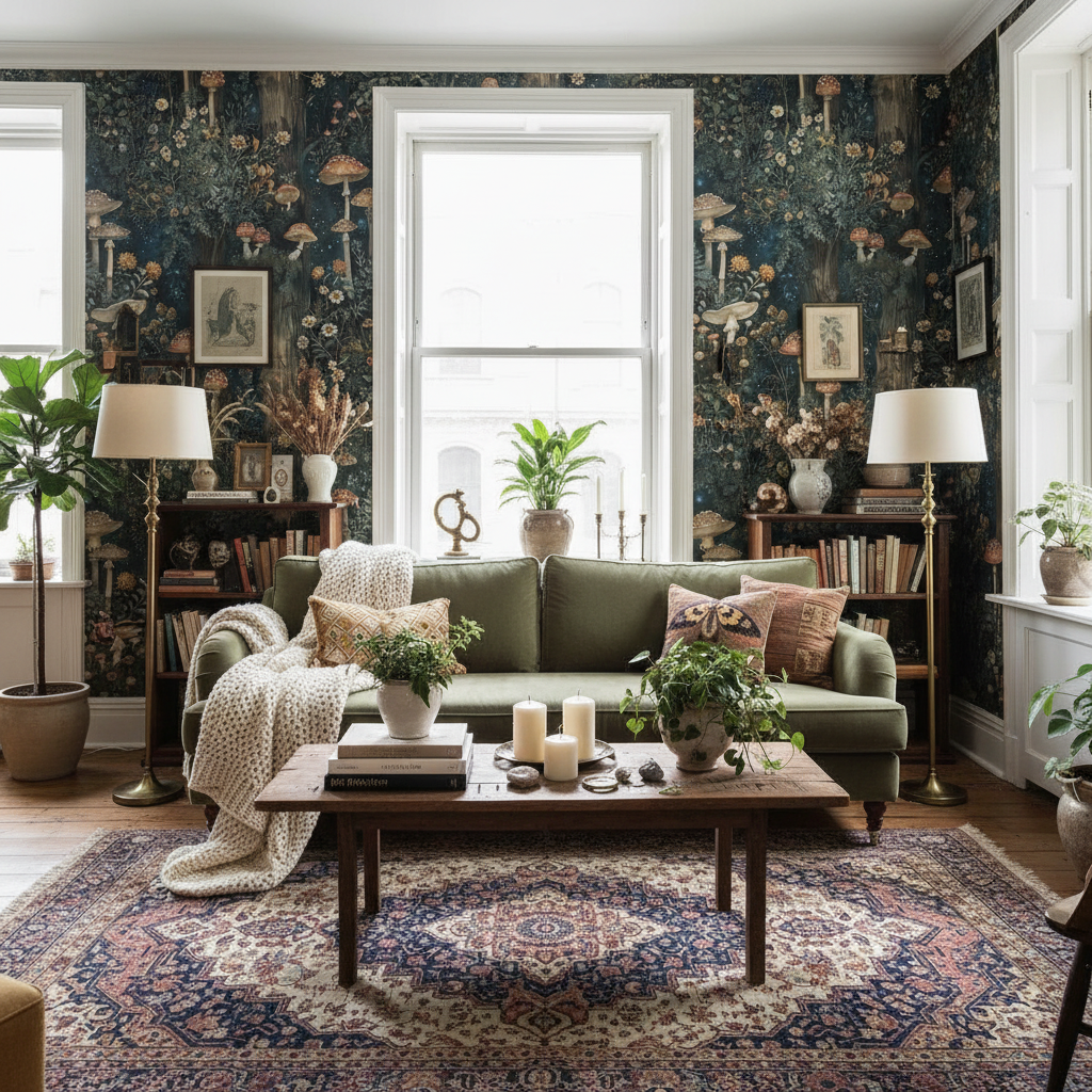 Svampskog - Vertikal - Magisk skogsvägg inspirerad av John Bauer