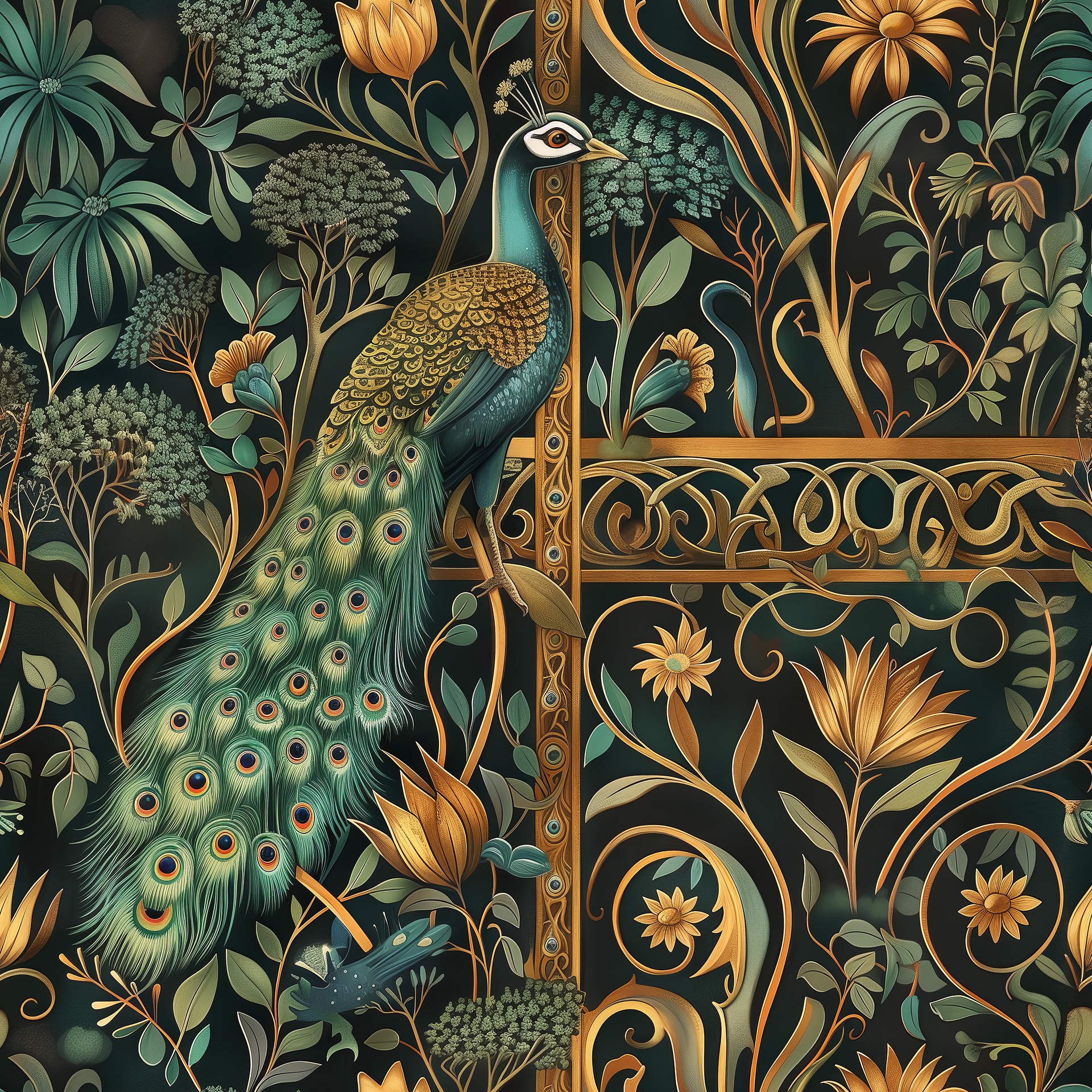 Peacock Serenity - Emerald Noir Gold