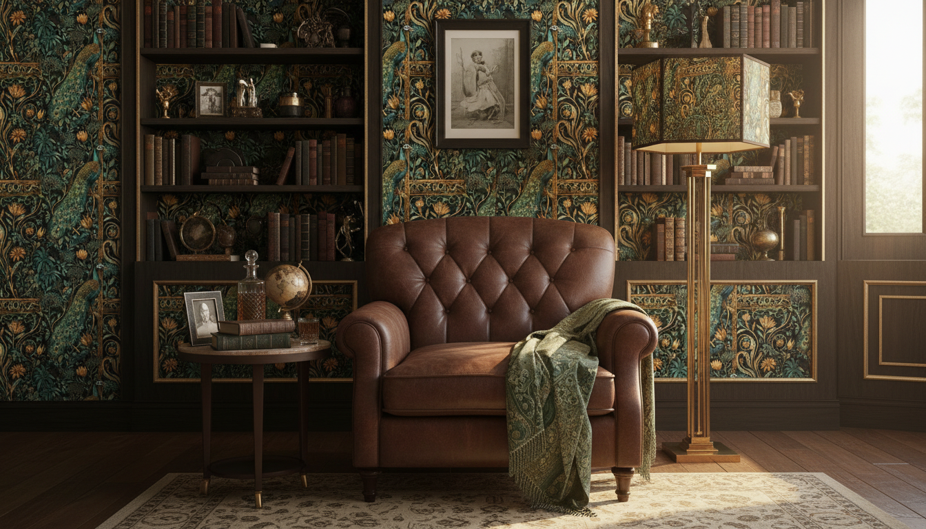 Peacock Serenity - Emerald Noir Gold - Lyxig tapet med påfågelsmotiv