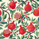 Pomegranate Delight - Red - Wallpaper with pomegranates in red
