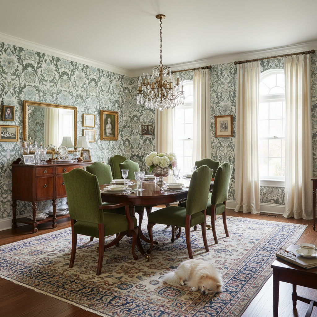 Jennie - Grå-vit - Elegant tapet med lotusblomma och blad