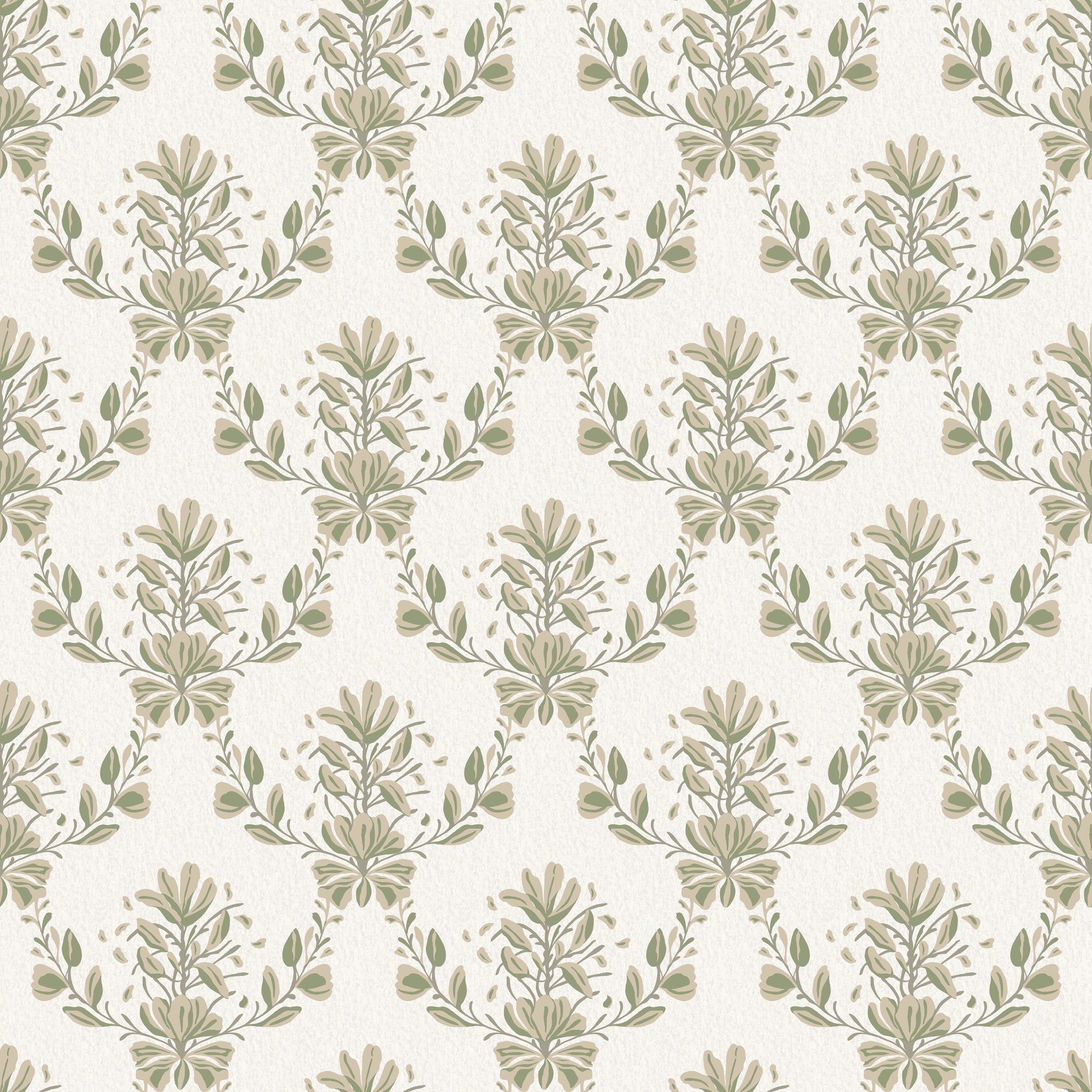 Spring Crocus - Light Green - Scandinavian floral wallpaper with a spring feel