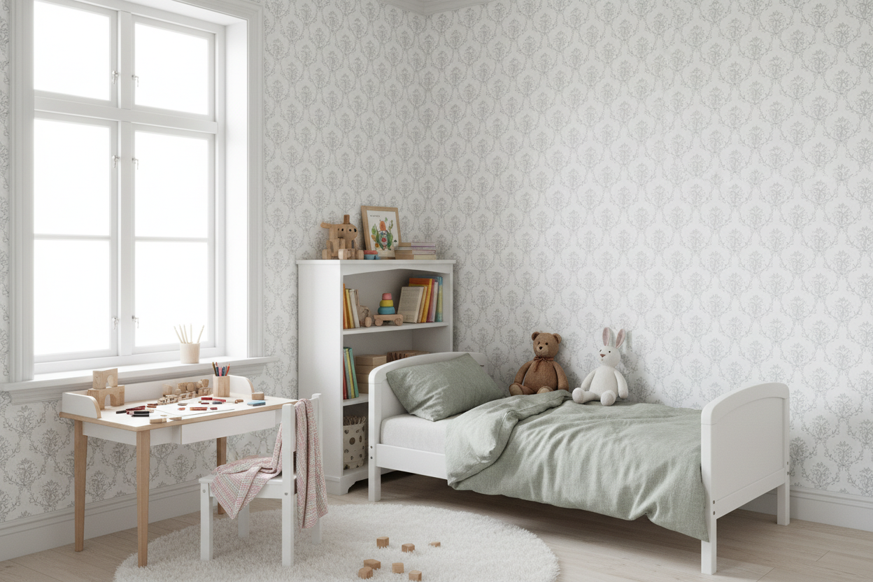 Spring Crocus - Grey – Scandinavian Greyscale Floral Wallpaper