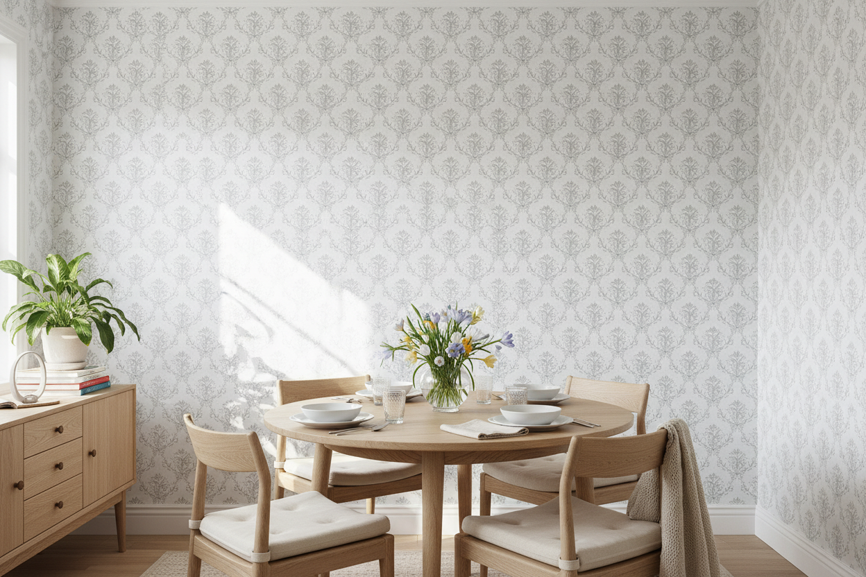 Spring Crocus - Grey – Scandinavian Greyscale Floral Wallpaper