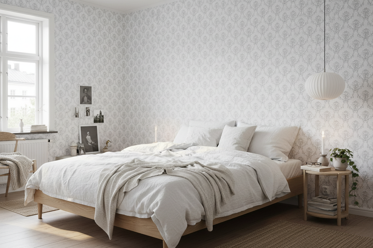 Spring Crocus - Grey – Scandinavian Greyscale Floral Wallpaper
