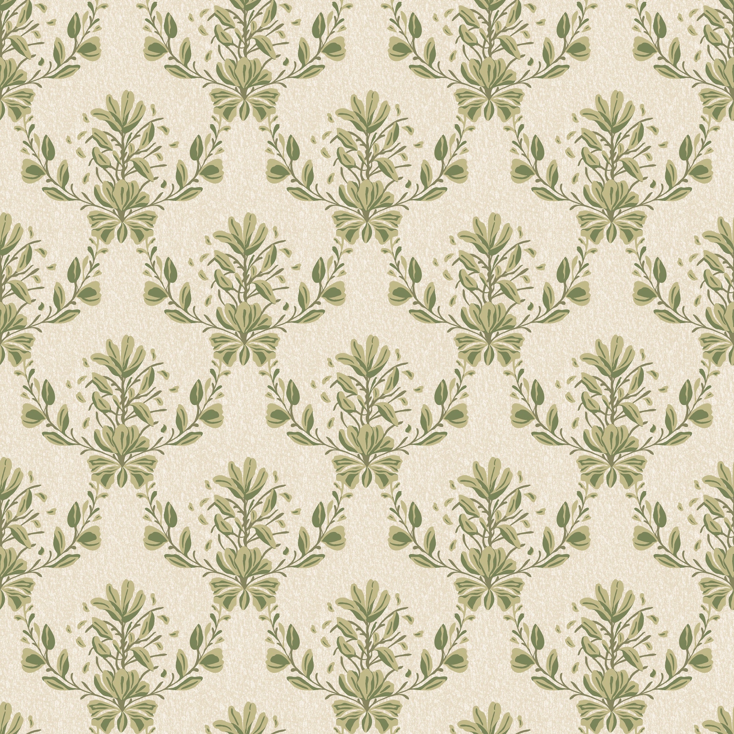 Spring Crocus - Olive Green – Scandinavian floral wallpaper in olive green tones