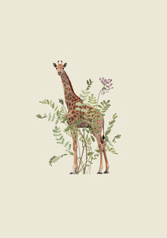 Wall mural Floral giraffe – fototapet med unikt motiv som skapar en inspirerande fondvägg