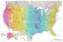 Wall mural Highly detailed map of the United States Jude – fototapet med unikt motiv som skapar en inspirerande fondvägg