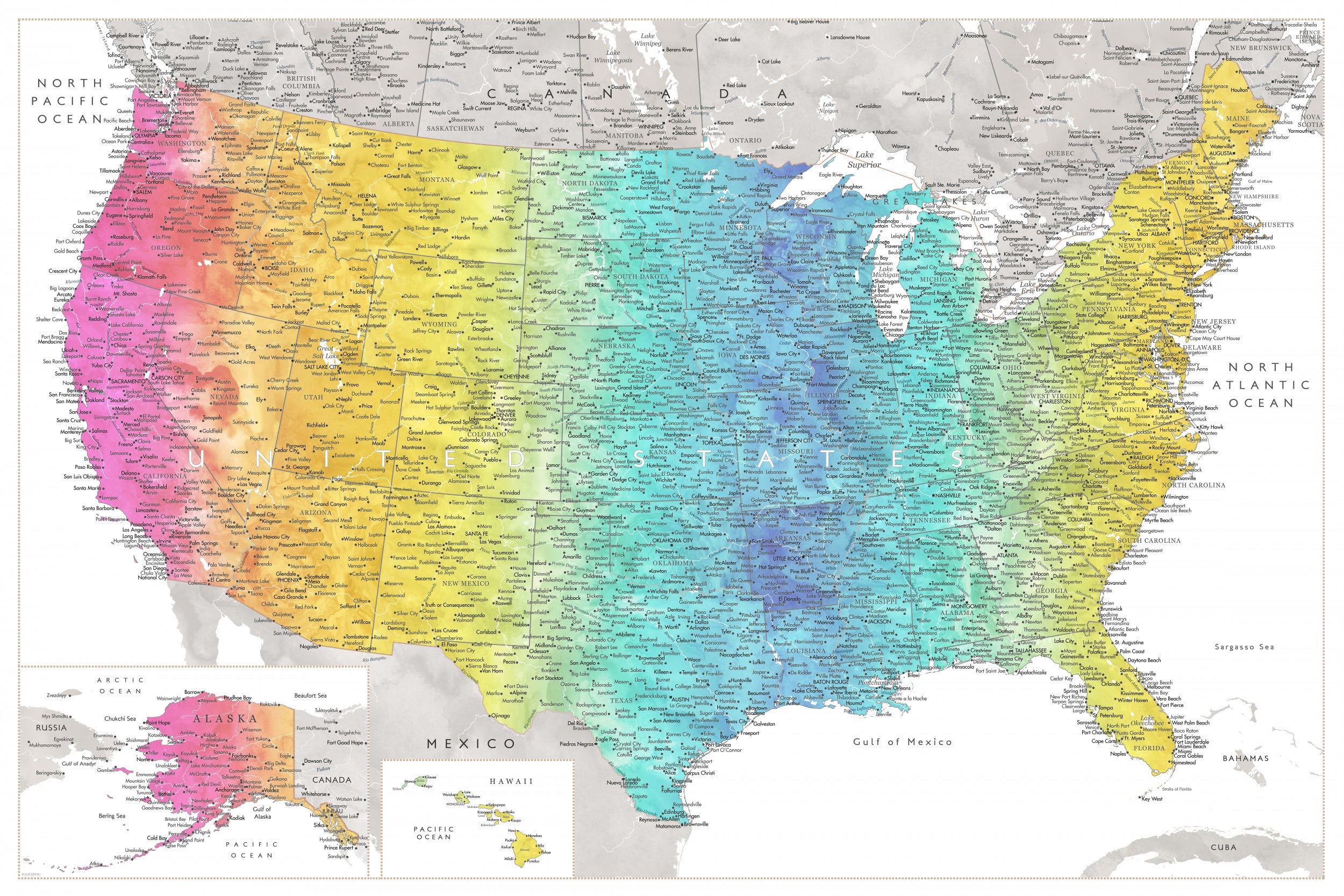 Highly detailed map of the United States, Jude