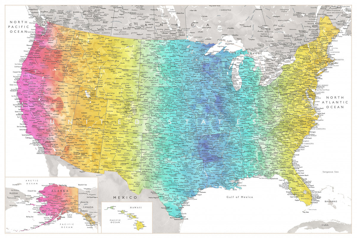 Meget detaljert kart over USA, Jude