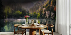 Misty Spring Lake Reflection