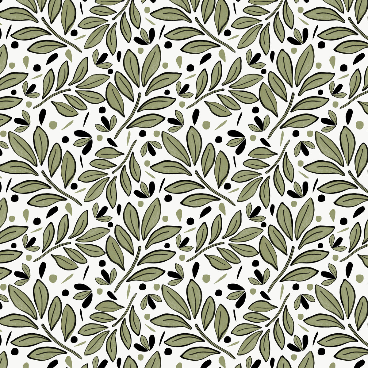 Lushy Leaves Olive Green On Olive