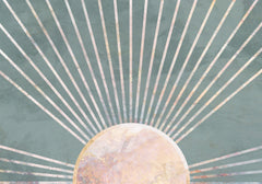 Wall mural Gold sun rays mural green – fototapet med unikt motiv som skapar en inspirerande fondvägg