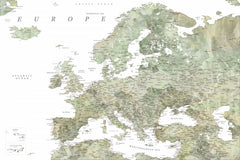 Wall mural Green detailed map of Europe – fototapet med unikt motiv som skapar en inspirerande fondvägg
