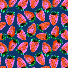 Wall mural Red Lavender On Navy Strawberries Fruit – fototapet med unikt motiv som skapar en inspirerande fondvägg