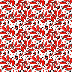 Wall mural Lushy Leaves Red Black – fototapet med unikt motiv som skapar en inspirerande fondvägg