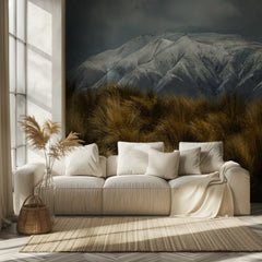 Golden Grass Snowy Mountains