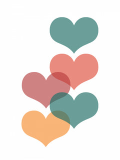 Wall mural Mid century hearts – fototapet med unikt motiv som skapar en inspirerande fondvägg
