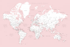 Wall mural Leire world map in Spanish – fototapet med unikt motiv som skapar en inspirerande fondvägg
