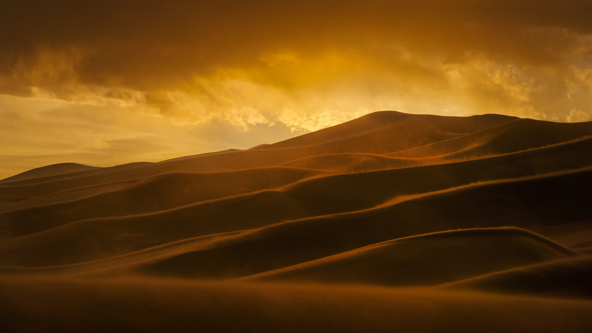 Solnedgang i sandstorm
