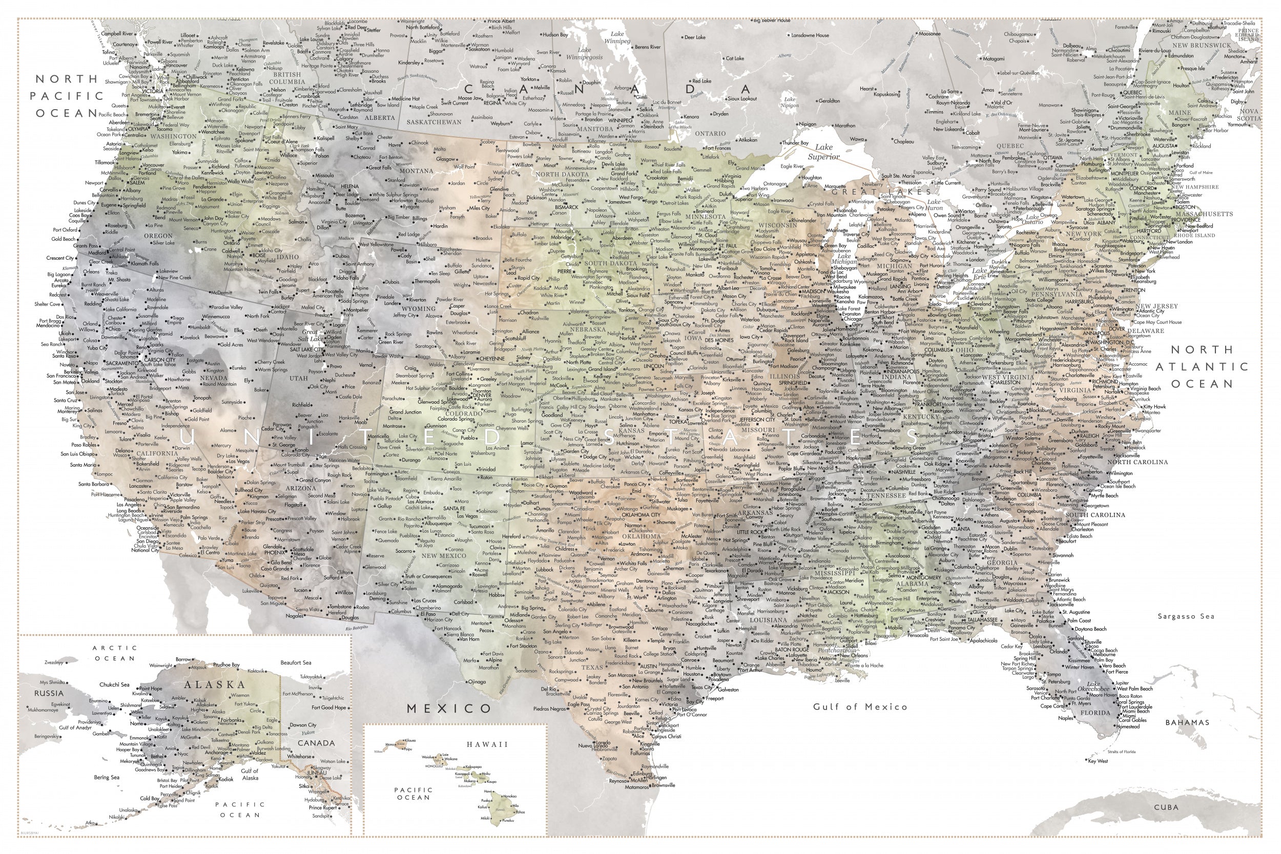 Highly detailed map of the United States, Habiki