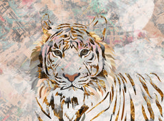 Wall mural Tiger grungy gold mural – fototapet med unikt motiv som skapar en inspirerande fondvägg