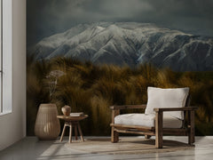 Golden Grass Snowy Mountains