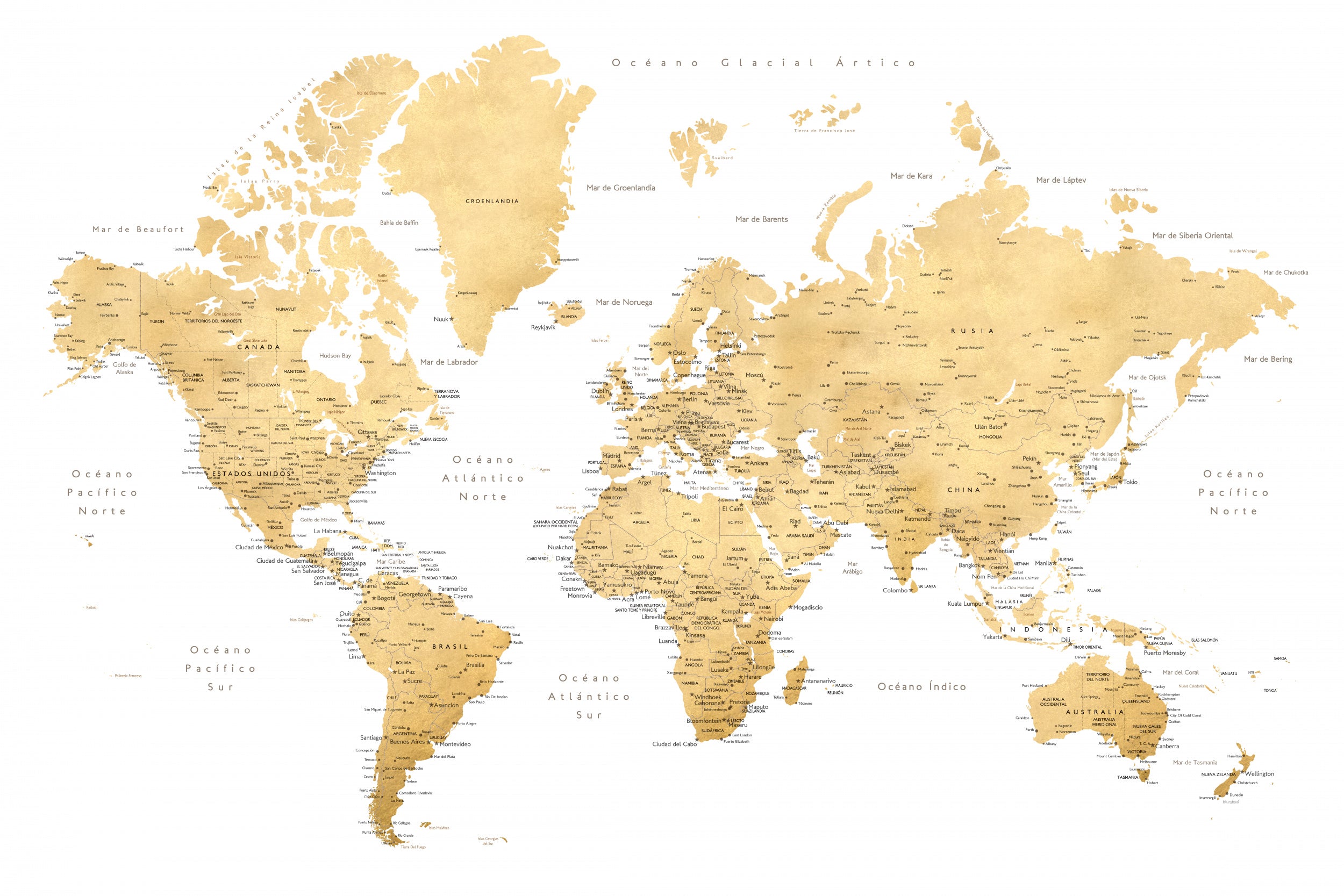 Rossie world map in Spanish