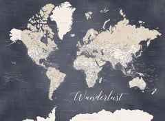 Wall mural Wanderlust world map Glyn – fototapet med unikt motiv som skapar en inspirerande fondvägg