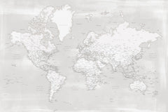 Wall mural Detailed world map with cities Maeli neutral – fototapet med unikt motiv som skapar en inspirerande fondvägg