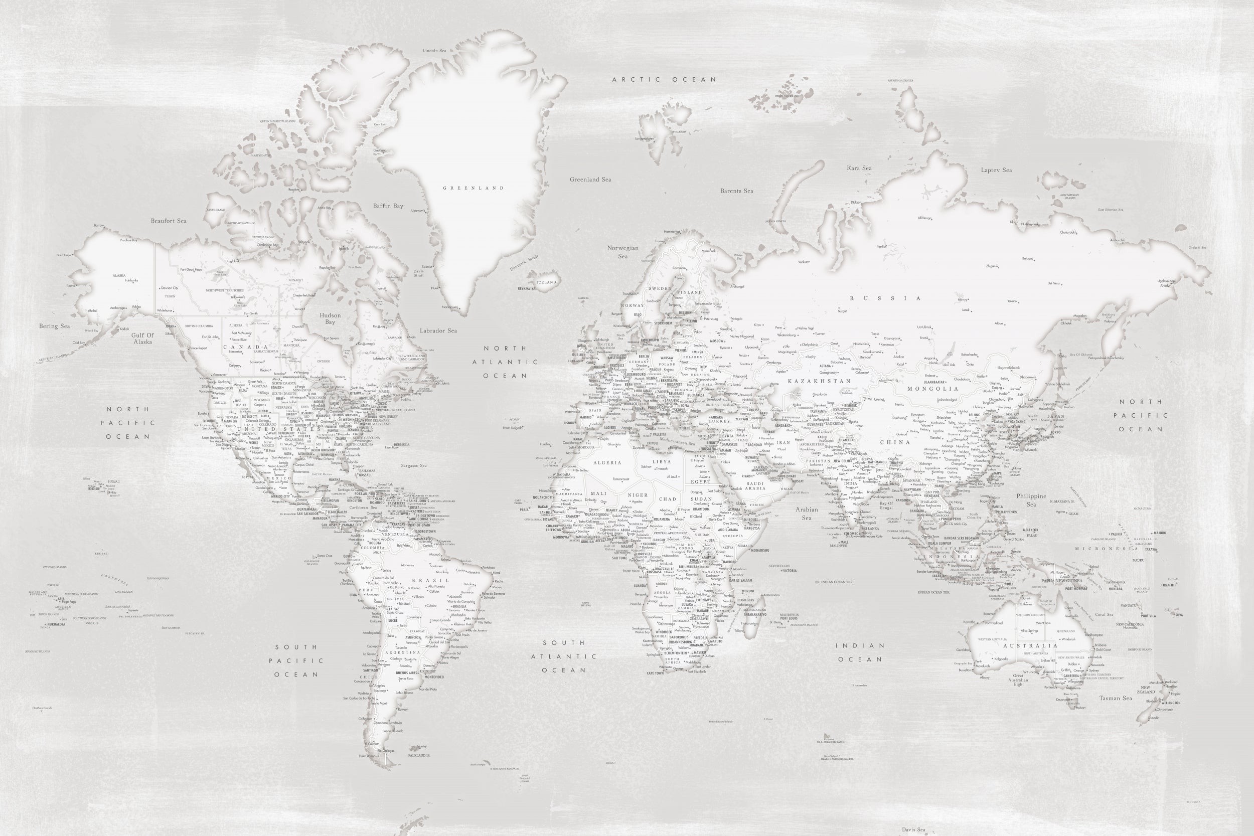 Detailed world map with cities, Maeli neutral