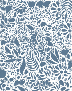 Wall mural Scandi blue white pattern 2 – fototapet med unikt motiv som skapar en inspirerande fondvägg