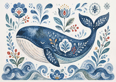 Folk Art Blue Whale