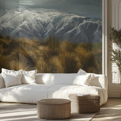 Golden Grass Snowy Mountains