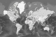 Wall mural Detailed world map with cities Patwin – fototapet med unikt motiv som skapar en inspirerande fondvägg