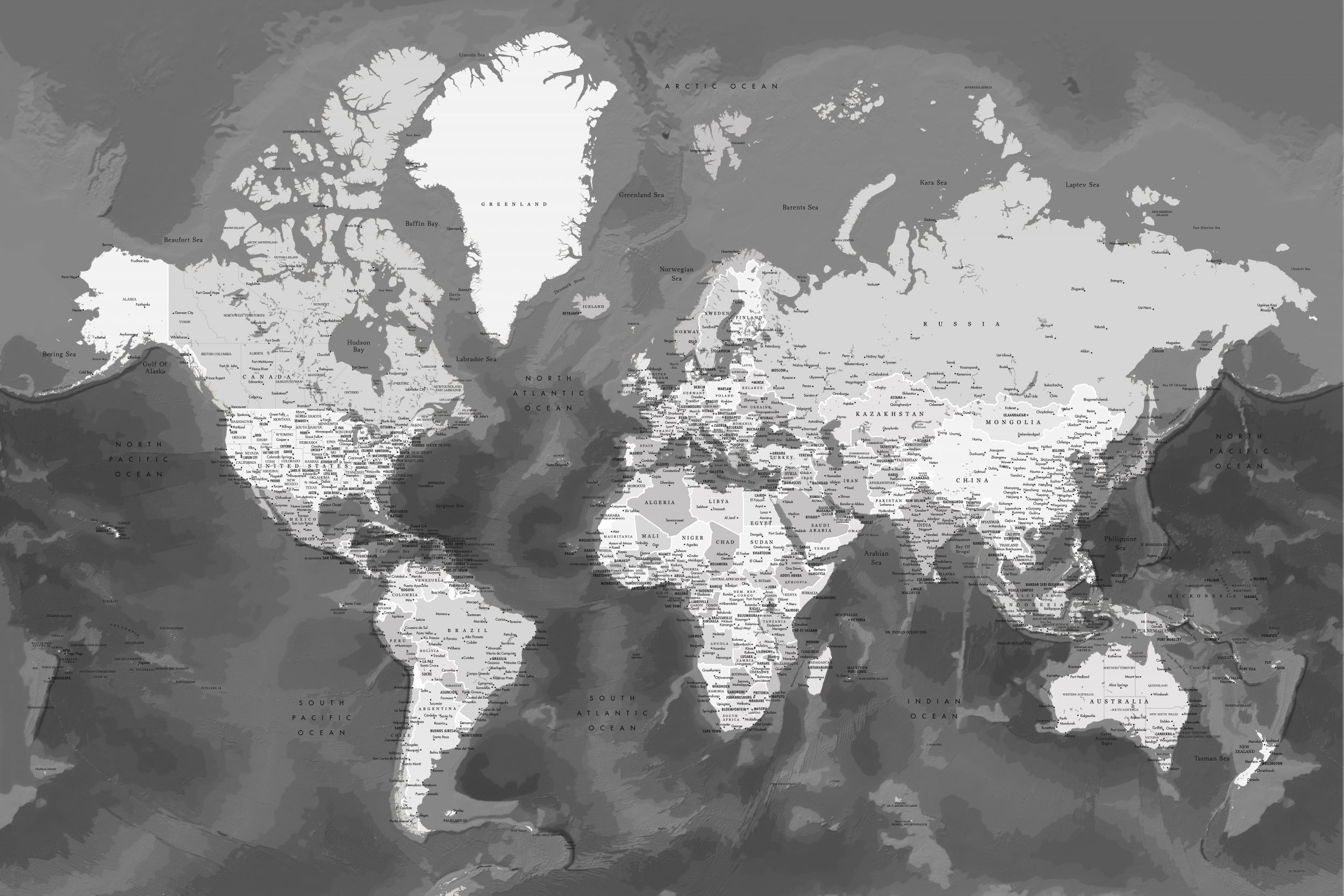 Detailed world map with cities, Patwin