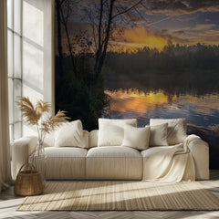 Golden Lake Sunset Reflection