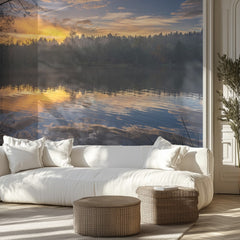 Golden Lake Sunset Reflection