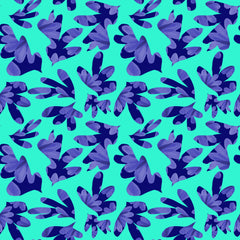 Wall mural Florals Galore Blue On Mint – fototapet med unikt motiv som skapar en inspirerande fondvägg