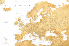 Wall mural Golden detailed map of Europe – fototapet med unikt motiv som skapar en inspirerande fondvägg