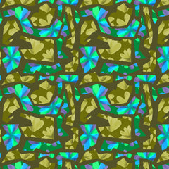 Wall mural Floral Duo Cutouts Olive Blue On Green – fototapet med unikt motiv som skapar en inspirerande fondvägg