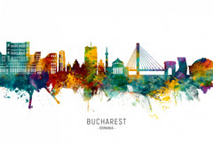 Wall mural Bucharest Romania Skyline – fototapet med unikt motiv som skapar en inspirerande fondvägg