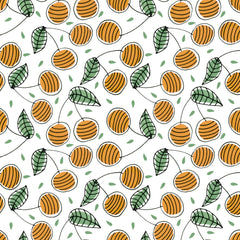 Wall mural Cherries Fruit Yellow – fototapet med unikt motiv som skapar en inspirerande fondvägg
