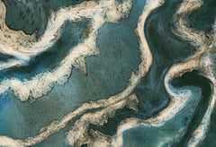 Wall mural Alcohol Ink Green Gold – fototapet med unikt motiv som skapar en inspirerande fondvägg