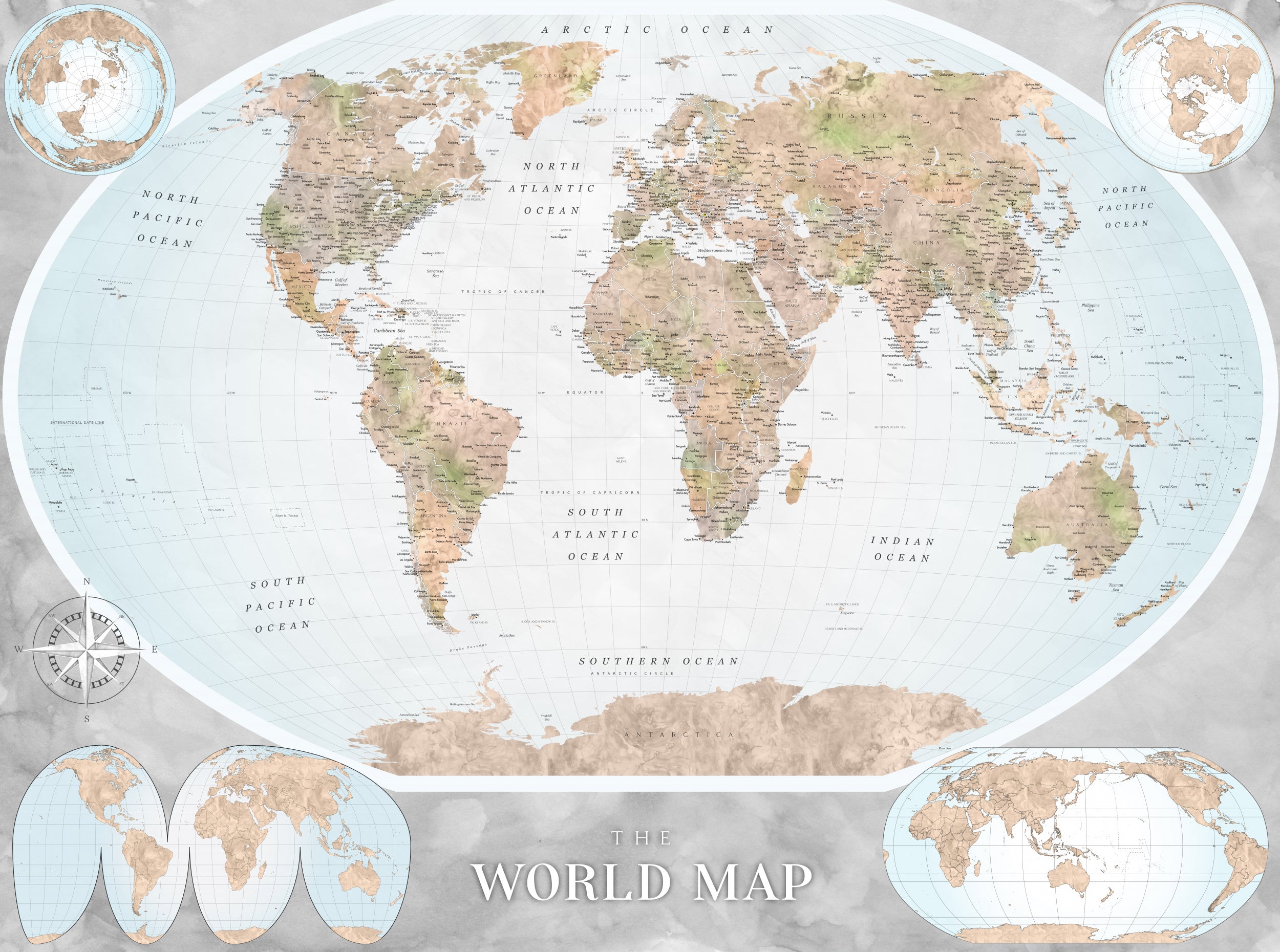 Classic world map in watercolor, Therese