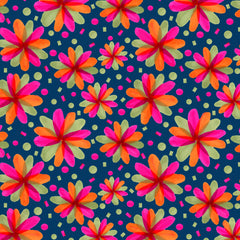 Wall mural Floral Botanicals Magenta Green On Blue – fototapet med unikt motiv som skapar en inspirerande fondvägg