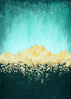 Wall mural Golden Dawn Teal – fototapet med unikt motiv som skapar en inspirerande fondvägg