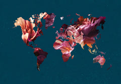 Wall mural World Map Flowers – fototapet med unikt motiv som skapar en inspirerande fondvägg